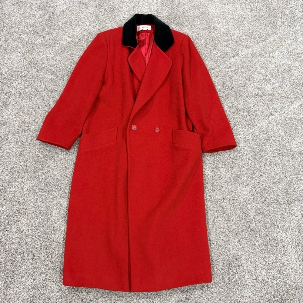 Vintage Talbots Red 100% Wool ILGWU Made In USA Long Coat Classic Women’s US 12